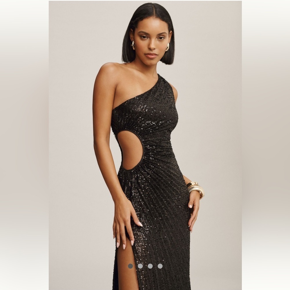 Delfi Anthropologie NWT Delfi Collective Sequin Solie One-Shoulder Dress size M. - Picture 3 of 8